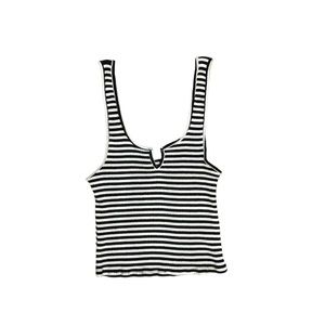 Black and white striped tank crop top- forever21. Used